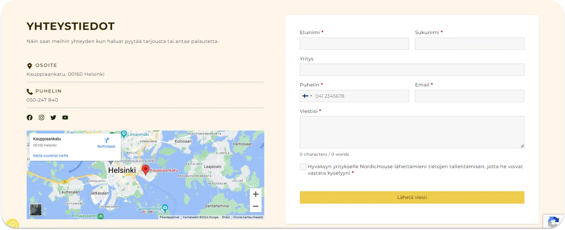 NordicHouse yhteydenottolomake
